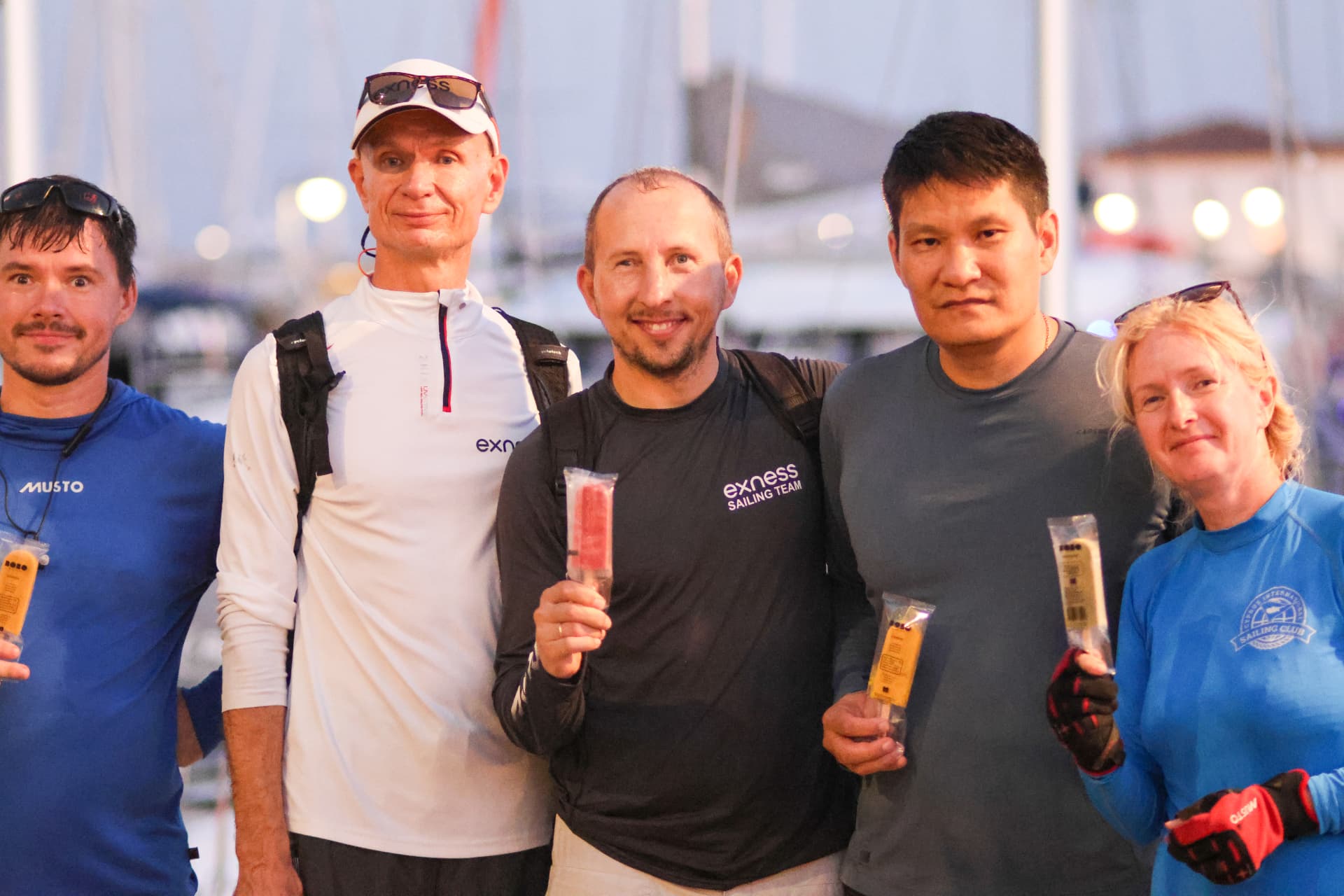 Team with prizes after the race