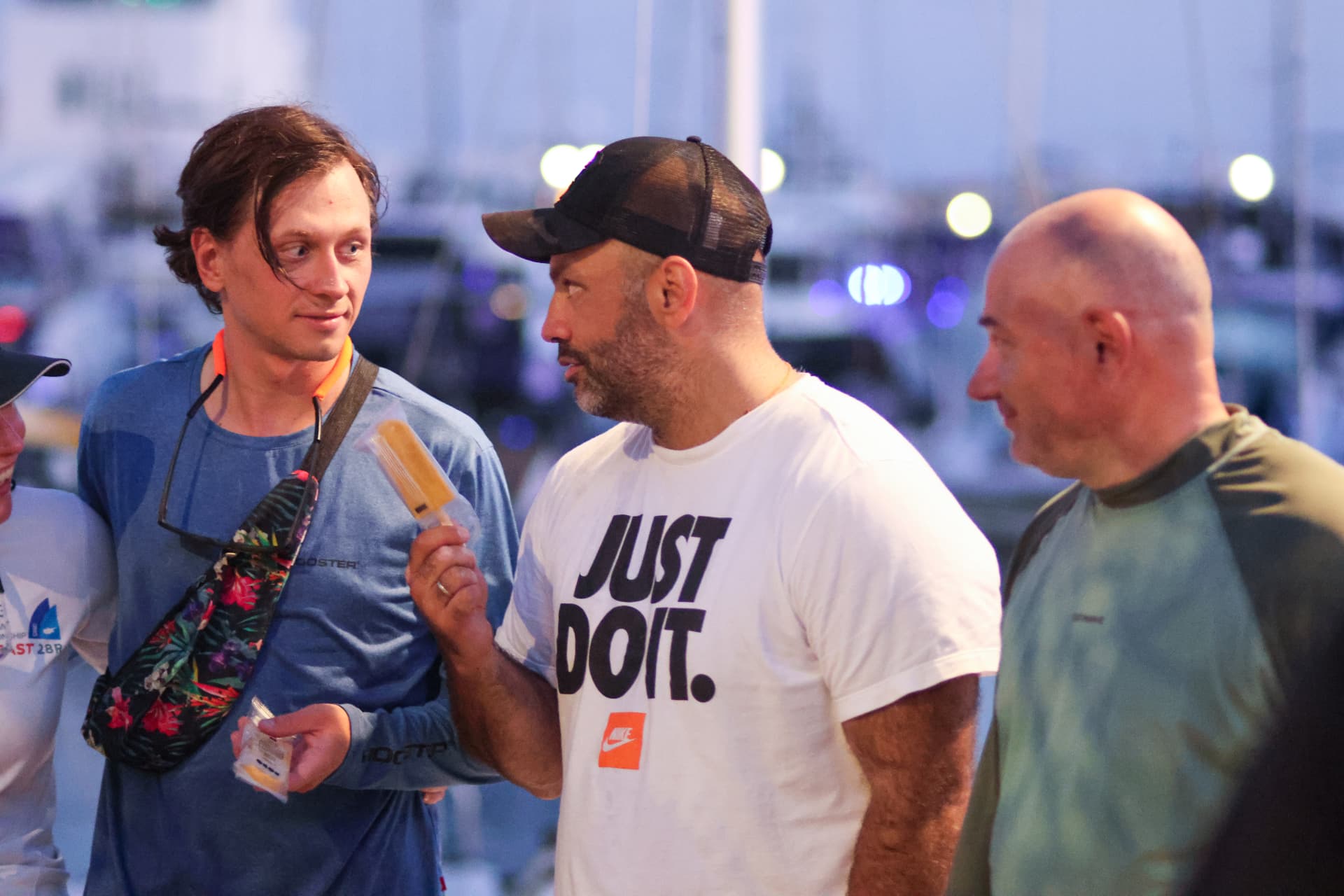 Sailors hanging out after racing